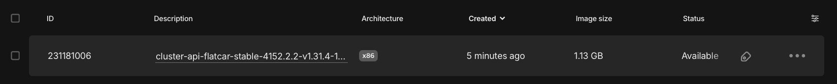 Screenshot - HCloud Snapshots - Flatcar